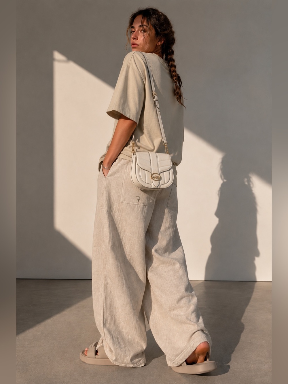 Coach Quilted Saddle Crossbody Bag in Cream with Gold Hardware